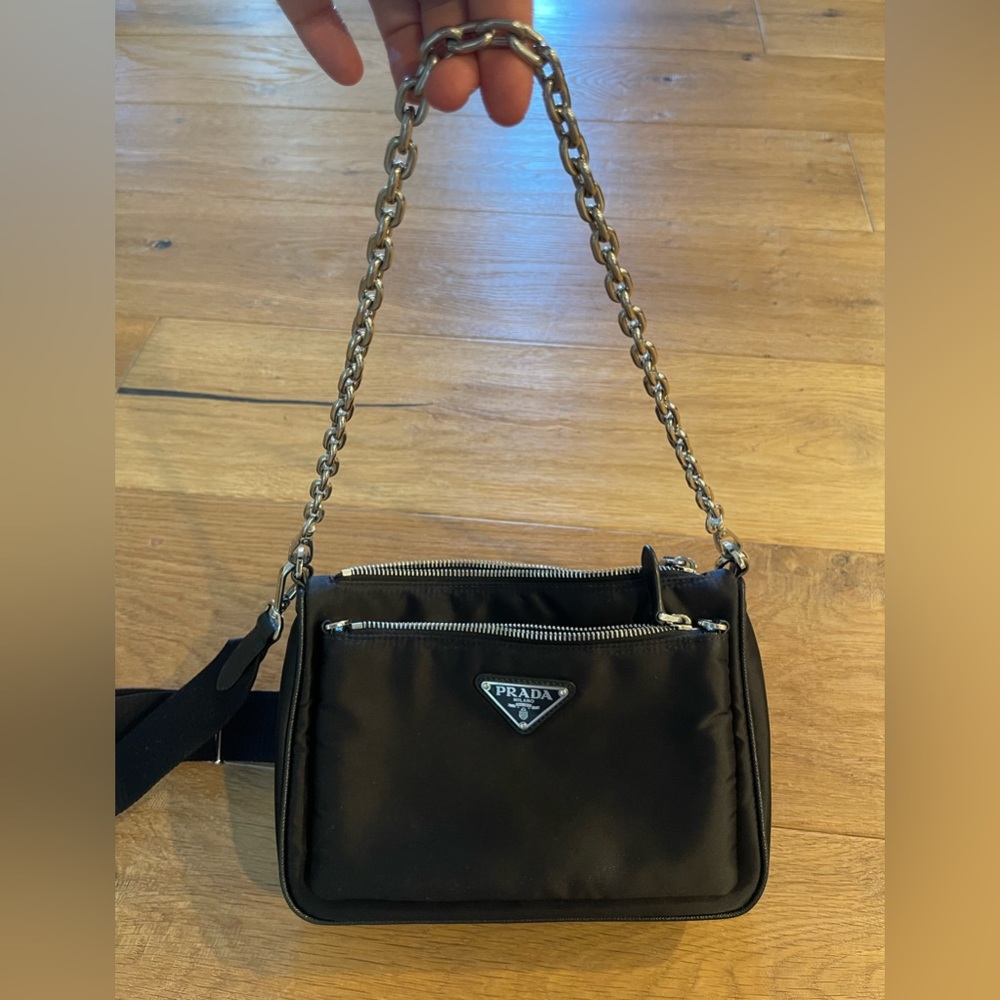 100% Authentic Prada Re-Nylon shoulder bag black current $2450